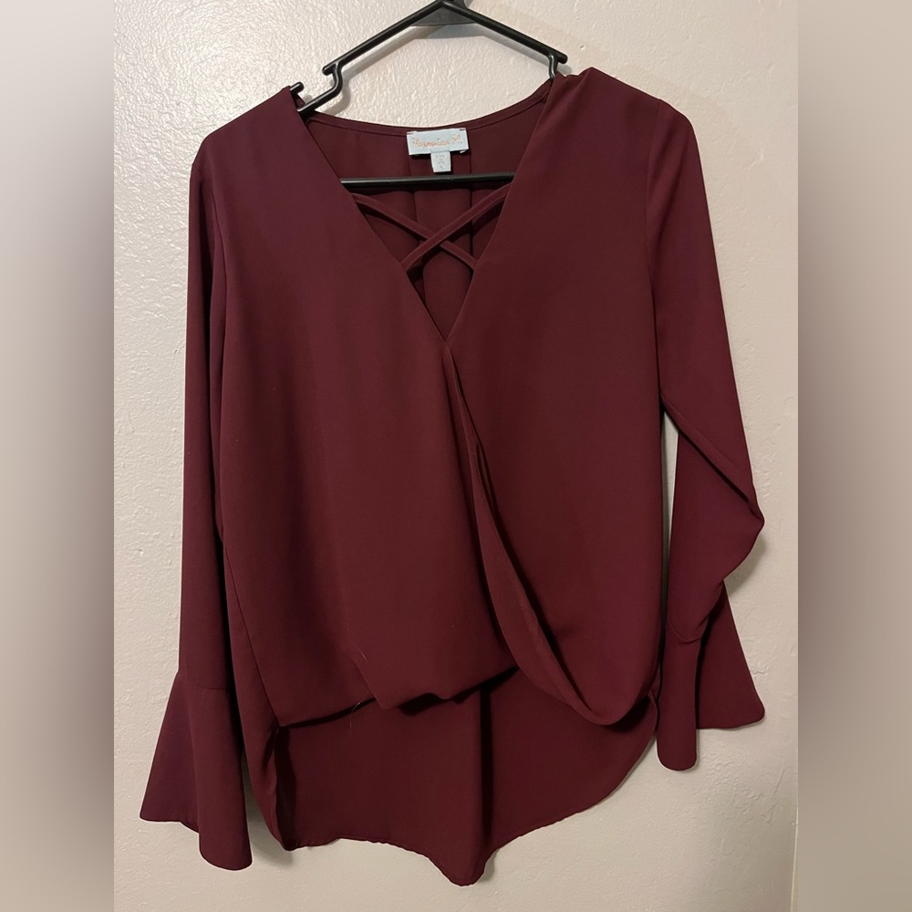 Burgundy long sleeve dress shirt